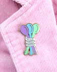 out of spoons! purple blue and green pin