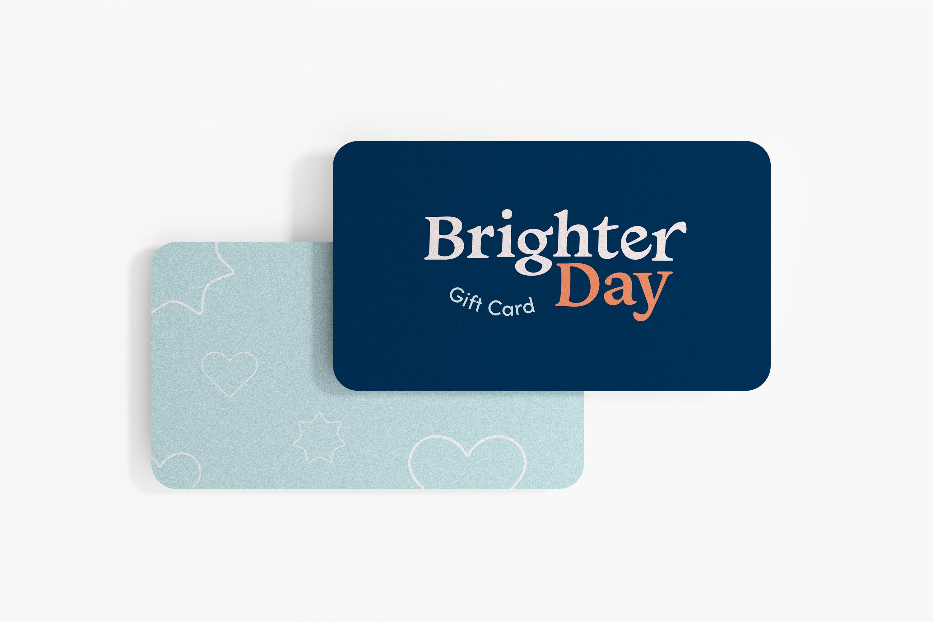 Navy Brighter Day gift card with light blue reverse side