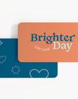 Orange Brighter Day gift card with Navy reverse side
