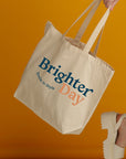 Natural tote bag with Brighter Day Smile in Style design