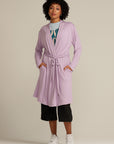 Front view woman in lilac cardigan
