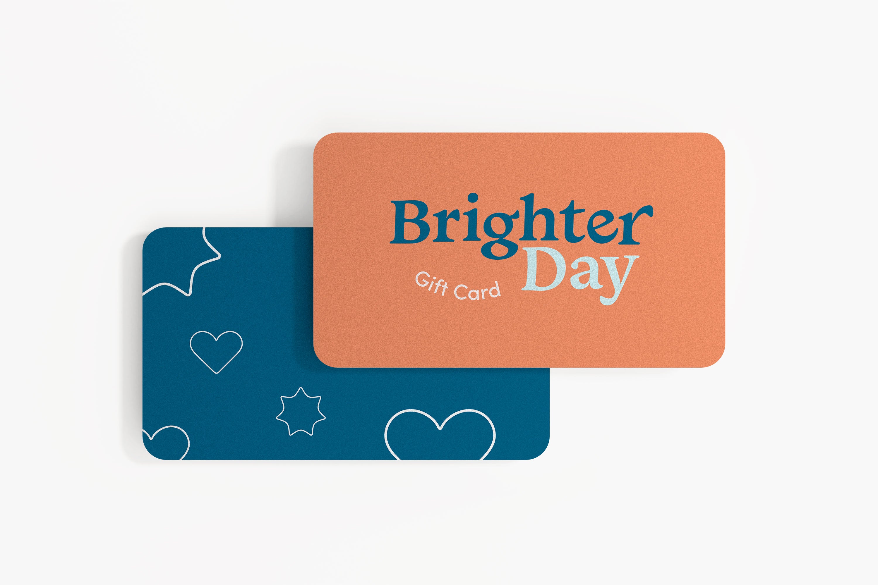 Orange Brighter Day gift card with Navy reverse side