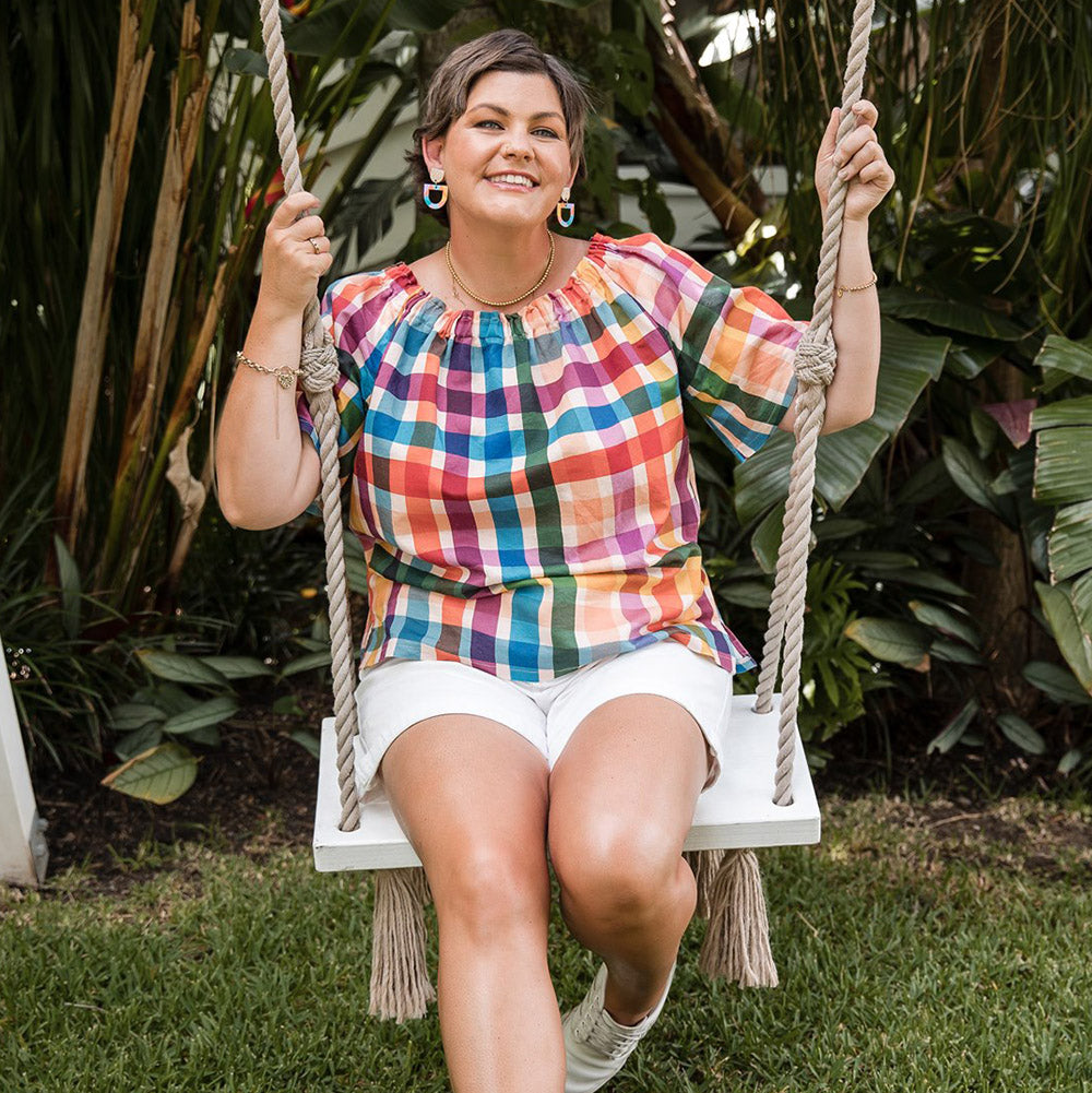 Adaptive Penny Top - Rainbow Gingham