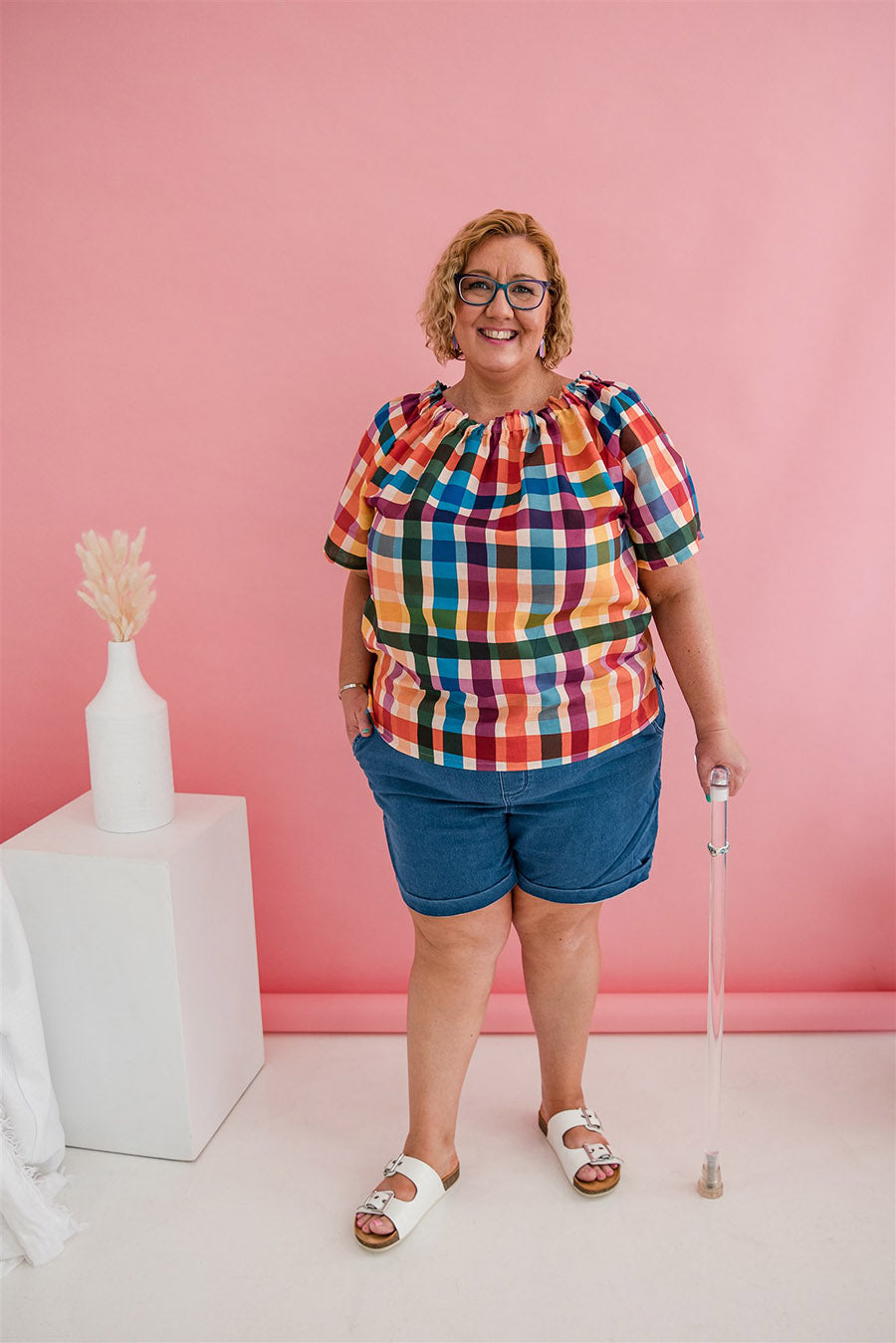 Adaptive Penny Top - Rainbow Gingham